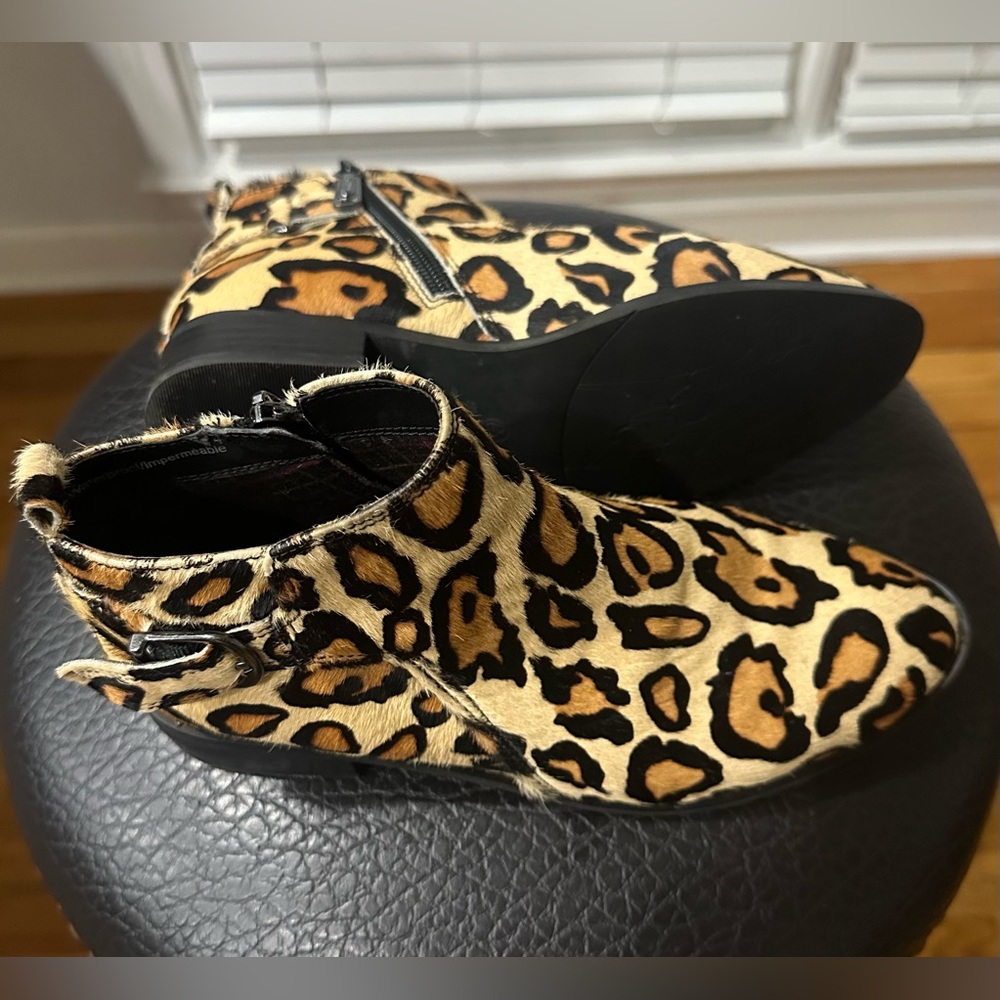 Tami Leopard Print Cow Hair Ankle Boots Animal Print Waterproof Boots! Size 6M - Picture 7 of 10